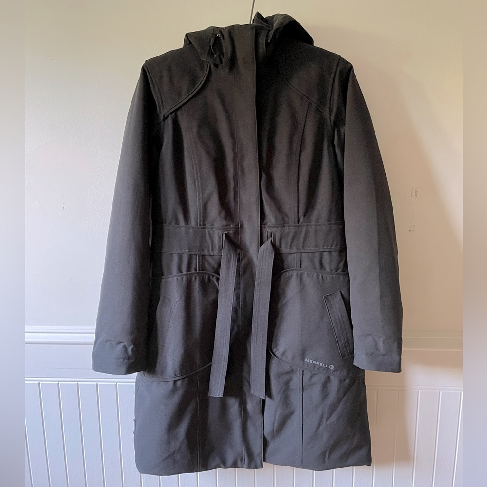 Merrell black long winter coat size medium